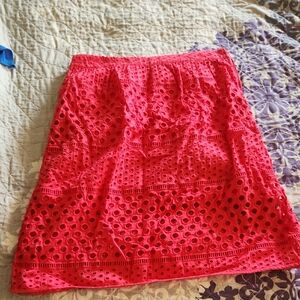 LOFT Vibrant Pink Eyelet A-Line Skirt Size 8